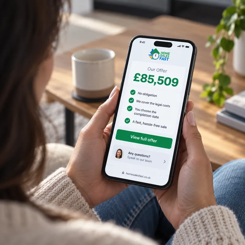 Cash offer shown on a phone with no obligation